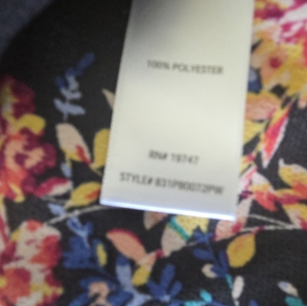 The Pioneer Woman Black Floral Peasant Blouse with Pink & Blue Accents Size M - Picture 7 of 8